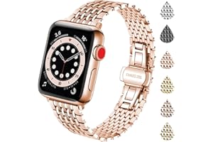 YISIWERA Edelstahlarmband Kompatibel mit Apple Watch Armband für Damen 38mm 40mm 41mm 42mm 44mm 45mm 49mm Fancy Mesh Metall Uhrenarmband für iWatch Serie 10 9 8 7 6 5 4 3 2 1