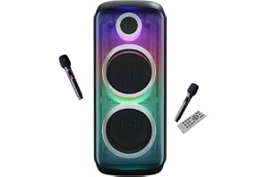 Zebronics 160W Party DJ Speaker, Dual Mic, Karaoke, 2X Full-Range 25.4cm Driver, TWS, 4EQ Modes, 6.3mm Dual Mic & a Guitar in, BT, USB, AUX, RGB, LED Display (Party Fyre 510)