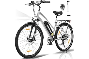 COLORWAY 28'' Bicicleta electrica, Bici electrica Urbana, 250W/36V/15AH, Frenos de Disco Dobles, Dos Modos de conducción, 7 velocidades, Bicicleta eléctrica duración de la batería 45-100KM