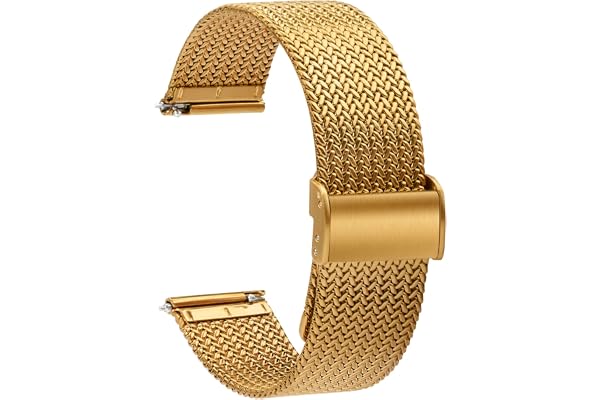 TStrap Montre Bracelet Maille Milanaise - Bracelets de Montre Remplacement à Dégagement Rapide pour Hommes Femmes - Bracelet de Montre Intelligente Acier Inoxydable Métal Noir - 16mm 18mm 20mm 22mm