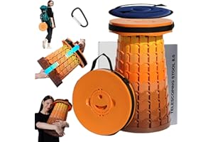 ALEVMOOM Upgraded Épaissi Tabouret Pliant Tabouret Télescopique avec Coussin, Tabouret Pliant Rétractable pour La Pêche De Camping en Plein Air, Hauteur 50CM, Charge Max 1000 LB