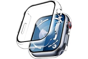 TAURI Twarde etui zaprojektowane do Apple Watch Series 9/8/7 41 mm, [HD Clear] wbudowana osłona ekranu ze szkła hartowanego 9H [wrażliwa na dotyk], [pełna ochrona] smukła obudowa do iWatch 41 mm,