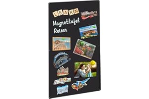 ‎QIYTECNO Qiytecno Magnettafel Reisen Schwarz 30x50cm: Matt Magnetwand aus Metall für Fotos und Urlaubsmagnete – Ideal für Küche Kinderzimmer Büro—Personalisierte Magnetische Tafel für Reiseliebhaber