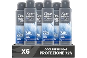 Dove Deodorante Dove Men + Care Cool Fresh Spray Advanced Care, Deodorante Uomo, con 1/4 Crema Idratante, Formula Idratante e Delicata sulla Pelle, Protezione Fino a 72 Ore, 6 Pezzi da 150 ml