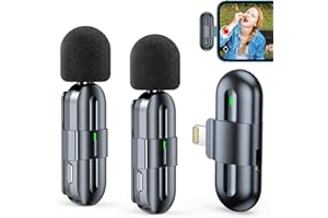 KEPACT Lavalier Mikrofon Wireless für iPhone und iPad,Plug&Play,2er-Pack Mini Mikrofon mit Rauschunterdrückung/Stummschaltung,Tragbare Microphone,Ansteckmikrofon für Live Streaming,YouTube,TikTok,Vlog(iOS)