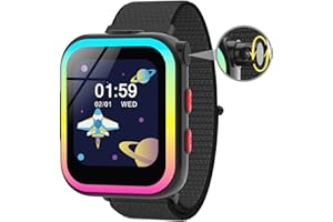 RUOPOEM Montre Connectée Enfant Caméra Rotative, Smartwatch avec Podomètre/12 Jeux/Musique/Livre de Contes/Cartes de Lettrage/Lampe de Poche, Montre Intelligente pour Enfants Garçons et Filles 4-12 Ans Cadeau