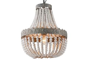Newrays Retro Loft Vintage Wooden Beads Lampada a Sospensione E27 220v Led Decor Lights Modern Living Room Hotel Kitchen (Piccolo)