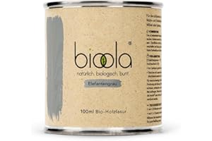 BIOOLA® colour - 100% natürlich-biologische Lasur für Kinderspielzeug sowie Holz und Möbel im Wohn- & Schlafbereich - vegan & plastikfrei - Elefantengrau, 100 ml