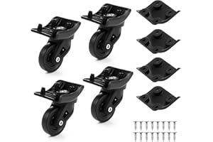 AQH Suitcase Wheels Replacement, 2 Pairs Luggage Wheels Replacement, 360° Universal Rollers Kit for Luggage Suitcase Trolley, 48mm with Screws