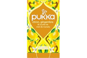Pukka, Infusion Biologique et Ayurvédique, Goût Citron Gingembre et touche de Miel de Manuka, 100% des Ingrédients Issus du Commerce Equitable, 20 Sachets