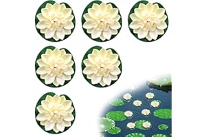 Zeevill Floating Foam Lotus Flowers, 6 Pcs Artificial Water Lilies Artificial Pond Plants for lake, Floating Pond Plants Ornaments for Pond Decorations, White