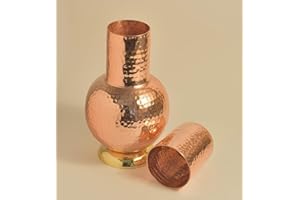 OSNICA Hammered Surai Design Copper Water Bottle with Integrated Glass 750ml