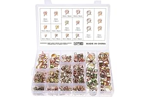 Faankiton 260 Pièces Colliers de Serrage à Ressort, 12 Tailles 6-25mm Clips à Ressort Tuyau Serre-Joints à Tuyaux, Colliers de Clip à Ressort, Colliers de Conduite de Carburant Tuyau