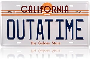 LLFYXM Back to the Future OUTATIME License Plate,Metal Stamped Replica with Four Fixing Holes,30cmx15cm(12inx6in) Back to the Future Registration Plates for Cars, Bars, Cafes, Restaurants,and Walls