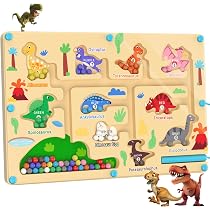 Juego Magnético De Laberinto Dinosaurio – Montessori, Colores Y Números, Para Niños De 2 A 6 Años