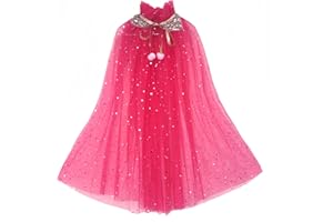 Proumhang Cape de Princesse pour Filles,Cape de Princesse Colorée,Robe de Princesse en Tulle avec Sequins Scintillants,Cadeau de Fête pour les Filles de 3 à 8 ans