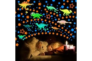 KAONESS 652 Piezas Luminoso Pegatinas de Pared Dinosaurio Estrellas Pegatina Pared Fluorescente para Niños Infantil Fluorescente Adhesivos para DIY Decoración de la Habitación para techo