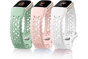 Epova Silicone Bracelets Compatible avec Bracelet Fitbit Charge 5-3 Pack de Dentelle Florale Douce Respirante Imperméable Réglable Sport Straps pour Bracelet Fitbit Charge 6 Femme