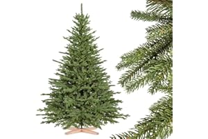 FairyTrees Sapin de Noël Artificiel 180cm BAVIÈRE | Arbre de Noël avec Support en Bois | éléments moulés par Injection| Made in EU