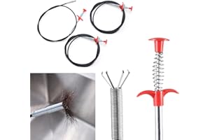 AIMEKE 3 Pinze Flessibili per la Pulizia Dei Tubi, Sbloccatore Flessibile di Scarico Forte per Cucina Scarico Stura Lavandini Bagno (90cm/200cm/300cm)