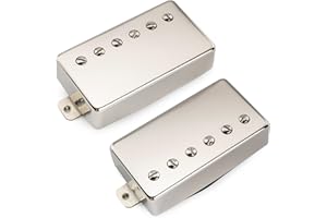 Musiclily Pro LP-CMHA Alnico 5 Covered Humbucker Neck Bridge Pickups Set 7.5K/16K for LP Style Electric Guitar, Nickel