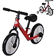 HOMCOM 11 Inch Kids Balance Bike Training Pedal Bicycle W/Removable Stabilizers EVA Tyres Adjustable Seat Height 2 to 5 Years Gift for Boys Girls Red