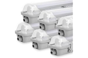 Sonnewelt Lot de 6 lampes LED pour pièces humides - 150 cm - 6000 K - Blanc froid - 24 W - 2040 lm - Étanche IP65 - T8 - Lampe d'atelier complète - Pour garage, cave, bureau, entrepôt