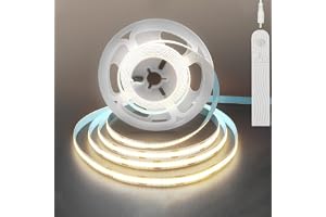 Clearhill 5V Rörelsesensor COB LED-Strip 1-pack 2M, 320LEDs/M, 4000K Naturlig Vit, Justerbar Tidsfördröjning, Batteridriven/B