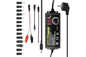 Alimentation Universelle 72W,3V-24V & 3A Max –Tension réglable,Adaptateur Secteur AC/DC 100-240V avec Affichage LED+14 Embouts pour appareils électroniques domestiques,Ordinateurs Portables,routeurs
