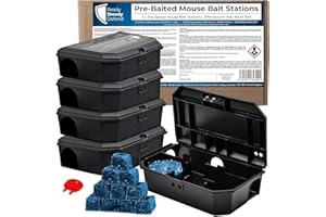 READY STEADY DEFEND Pre Baited Mouse Boxes (Pack of 4) Effective Indoor Mouse Trap Boxes