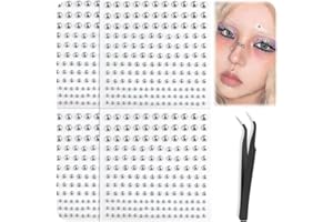 Kinretixia 4 Stück Lippenstecker, Fake-Nasenstecker, Augenbrauenstecker, nicht durchdringender Nasenstecker zum Aufkleben auf silberne Bauchnabelaufkleber, cooles Punk Y2K