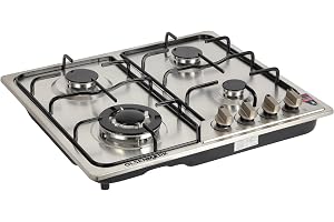 Olsenmark 2 in1 Built In Gas Hob OMCH1824, Stainless Steel Top, with 4 Burners, Low Consumption and Improved Flow for Efficient Heating