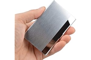 VIPITH Business Card Holders, Professional Stainless Steel Business Name Card Case RFID Blocking Name Card Holder Case,Stocking Fillers Office Gifts for Men & Women Travel and Work, Silver