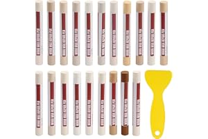 Träreparation vaxstift set, 20 x reparationsvax och 1 x skrapa för möbler och golv, mjukt vaxset för fyllning och laminering av repor och hål, [röda toner]