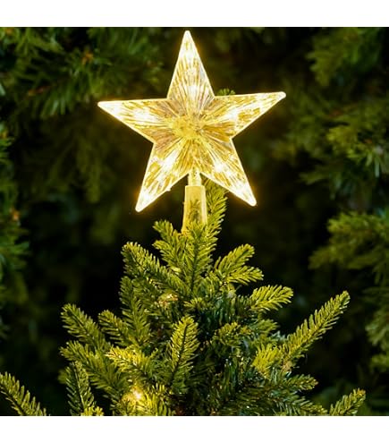 LEX beleuchtete Weihnachtsbaumspitze LED Stern warmweiß Kabel transparent 10 LEDs Tannenbaumspitze Küche, Haushalt & Wohnen