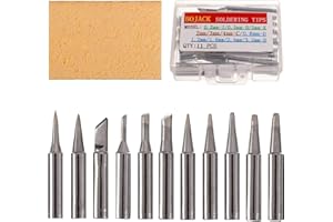 BOJACK 11 szt. Zestaw końcówek lutowniczych i 1 szt. darmowa gąbka do czyszczenia w wysokiej temperaturze do stacji lutowniczej 936 937 938 942 951 969 907 907-ESD 900M 900M-ESD 852 852D