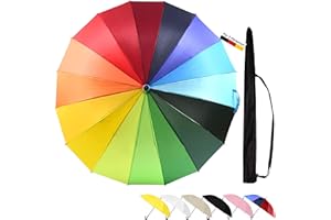 Sternenfunke Regenschirm Regenbogenfarben groß XXL Ø120 cm Stockschirm bunt edel, stabil und sturmfest als Regenbogen Paarschirm, Damen und Herren, Automatik Komfort Druckknopf