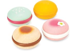 Le Toy Van - TV330 - Pretend Macarons Lernspiel, Spielzeug für Kinder, 2 Jahre, Set mit 4 Macarons mit Geschenkbox, Montessori-Spiel, FSC-Naturholz und Farben auf Wasserbasis