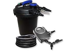 SunSun Kit filtration bassin à pression 10000l 11W UVC Stérilisateur NEO8000 70W Pompe 25m Tuyau