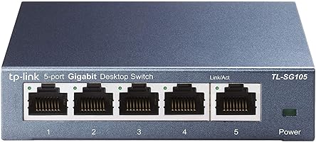 TP-Link TL-SG105 - Switch 5 Puertos 10/100/1000 Switch ethernet, Switch gigabit, Indicador del estado, acero inoxidable...