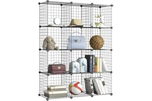 BRIAN & DANY 12 Kubus Regalwürfel Drahtregal, Größere Würfel (35 cm vs. 30 cm) Steckregal aus Drahtgitter Regalsystem vielseitiges modulares Lagerregal, Schwarz