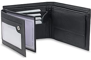 UNBEKANNT FOMAX® Herren Geldbörse aus echtem Leder mit RFID Schutz, Echtleder Querformat Portemonnaie für Männer, Schwarz