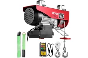 VEVOR Polipasto Eléctrico 220 V / 850 W Capacidad de Carga 198 KG / 396 KG Cabrestante Eléctrico con Remoto Inalámbrico 12 m/min, 6 m/min Herramienta de Elevación para Talleres de Tienda Casera