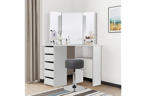 thin white dressing table
