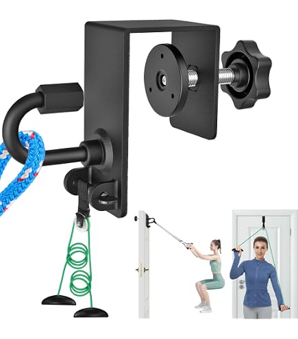 Cinghia di ancoraggio per porta per esercizi di fascia di resistenza, fissaggio multipunto per il fitness a casa, attrezzatura per l'allenamento della resistenza, facile da installare (nero e blu