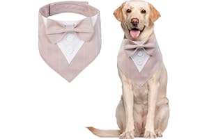 MHaustlie Bandana per cani formale Tuxedo Bandana Cane Wedding Bandana Regolabile Dog Neckerchief with Bow Tie Formal Tux Dog Bandana Cane Bowtie Bandana per cani di piccola taglia media (M, striscia