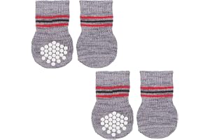 Trixie Non-Slip Socks for Dogs, Paw Protecter, Protect from Small Wounds, Cold Floors and Dusty Furniture, Grey (Color May Vary), 4 pcs (XS-S)