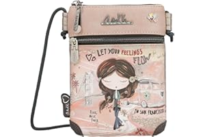 Anekke - Mini Bandolera de Mujer - Con Bolsillo Frontal y Cierres de Cremallera - Accesorios y Complementos Mujer - Medidas 14x19x3cm