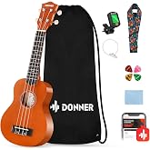 Donner Soprano Ukulele Başlangı&ccedil; Kiti Ukulele 21 in&ccedil; Başlangı&ccedil; Seti Yetişkin Ukelele Hawaii Gitar Uke &Ccedil;evrimi&ccedil;i Ders Tel Akor