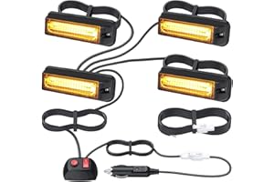 EYPINS 4 x światła do penetracji 9 cm COB 32 W, IP65, 12/24 V, pomarańczowe na gniazdku zapalniczki samochodowej, 18 trybów błysku, pilne ostrzeżenie o stroboskopowej przyczepie furgonetkowej,